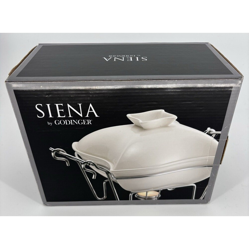 New In Box Siena By Godinger Single Covered Ceramic Baker Buffet Server 1 Quart